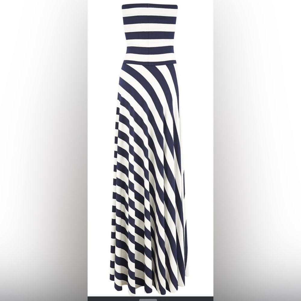 Butter By Nadia Convertible Strapless‎ Navy/White Striped Jersey Dress Size OS